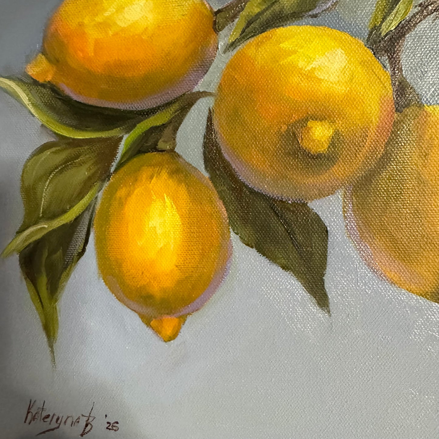 Lemons unframed oil painting 12x12”