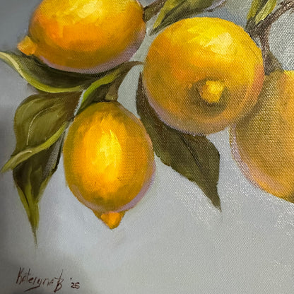 Lemons unframed oil painting 12x12”