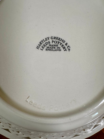Vintage Hartley Greens & Co. Leeds Creamware Pierced Covered Butter Dish