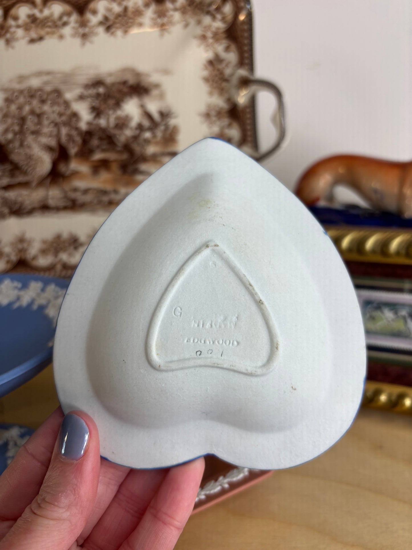 Wedgwood Jasperware cobalt heart shaped trinket dish!