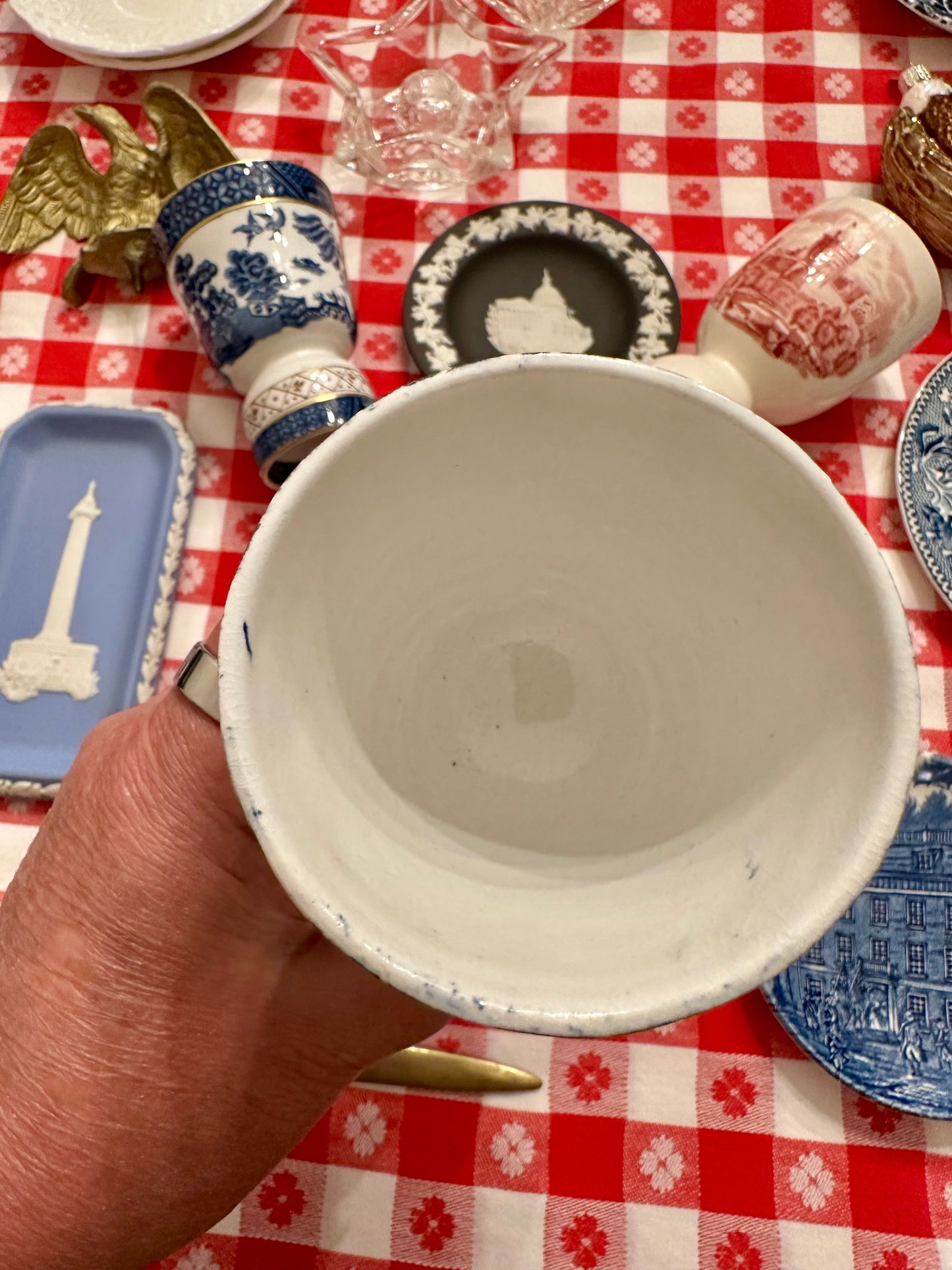 Burleigh Blue Calico Egg Cup & Saucer