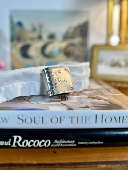 Vintage Silver Plated Figural Book-Shaped Napkin Ring Monogrammed “Jack”, 2”