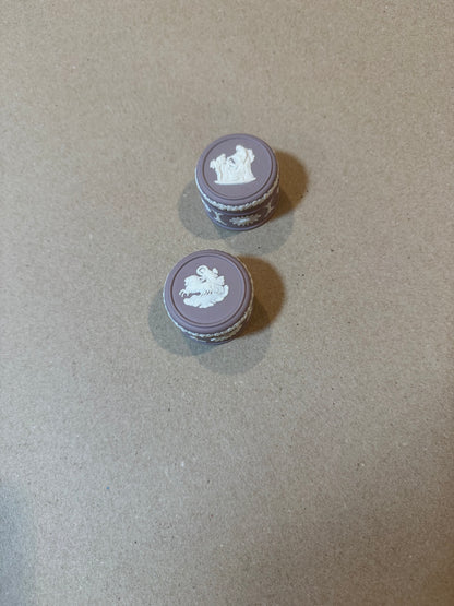 Reserved Wedgwood lilac set of 2 small trinket boxes