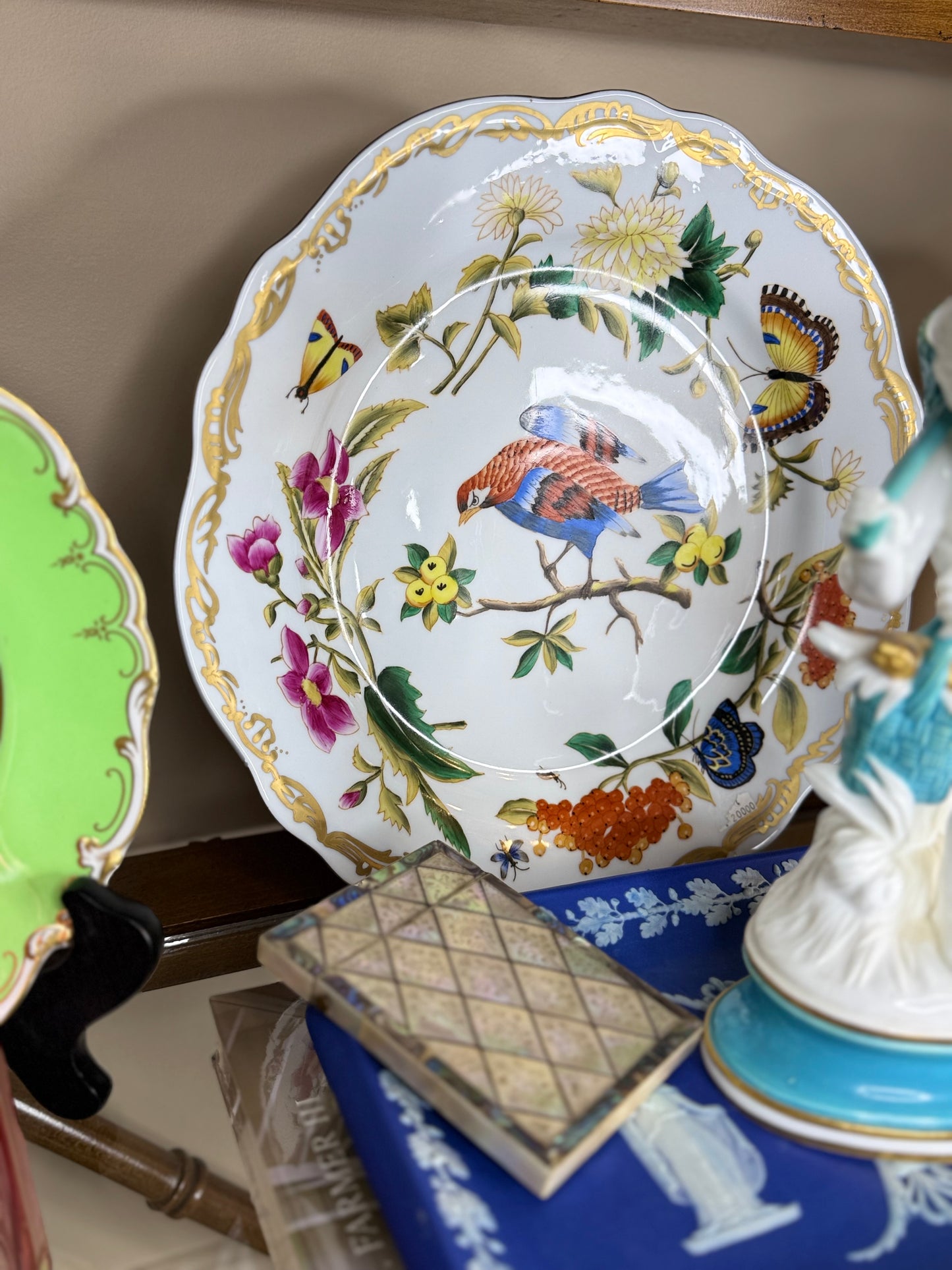 Chelsea House Porcelain Chargers Dia. 12.5" hand painted pair - Pristine!