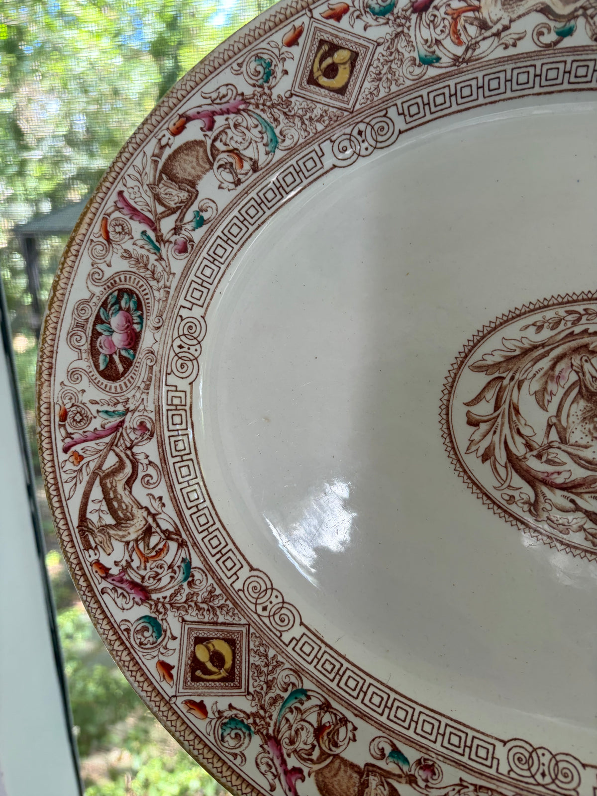 Stunning antique Hope and Carter Borgia deer platter! Circa 1860-1880