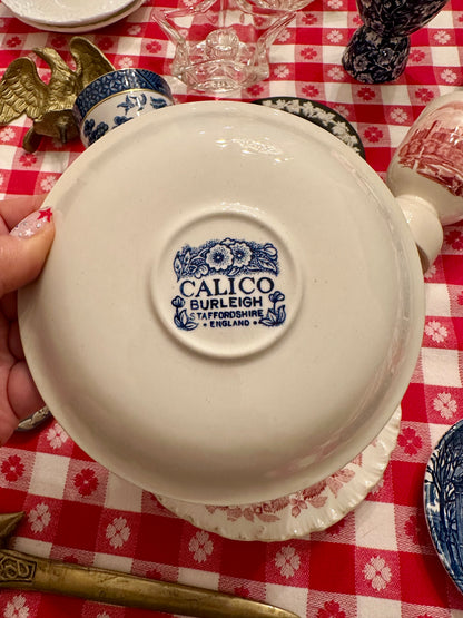 Burleigh Blue Calico Egg Cup & Saucer