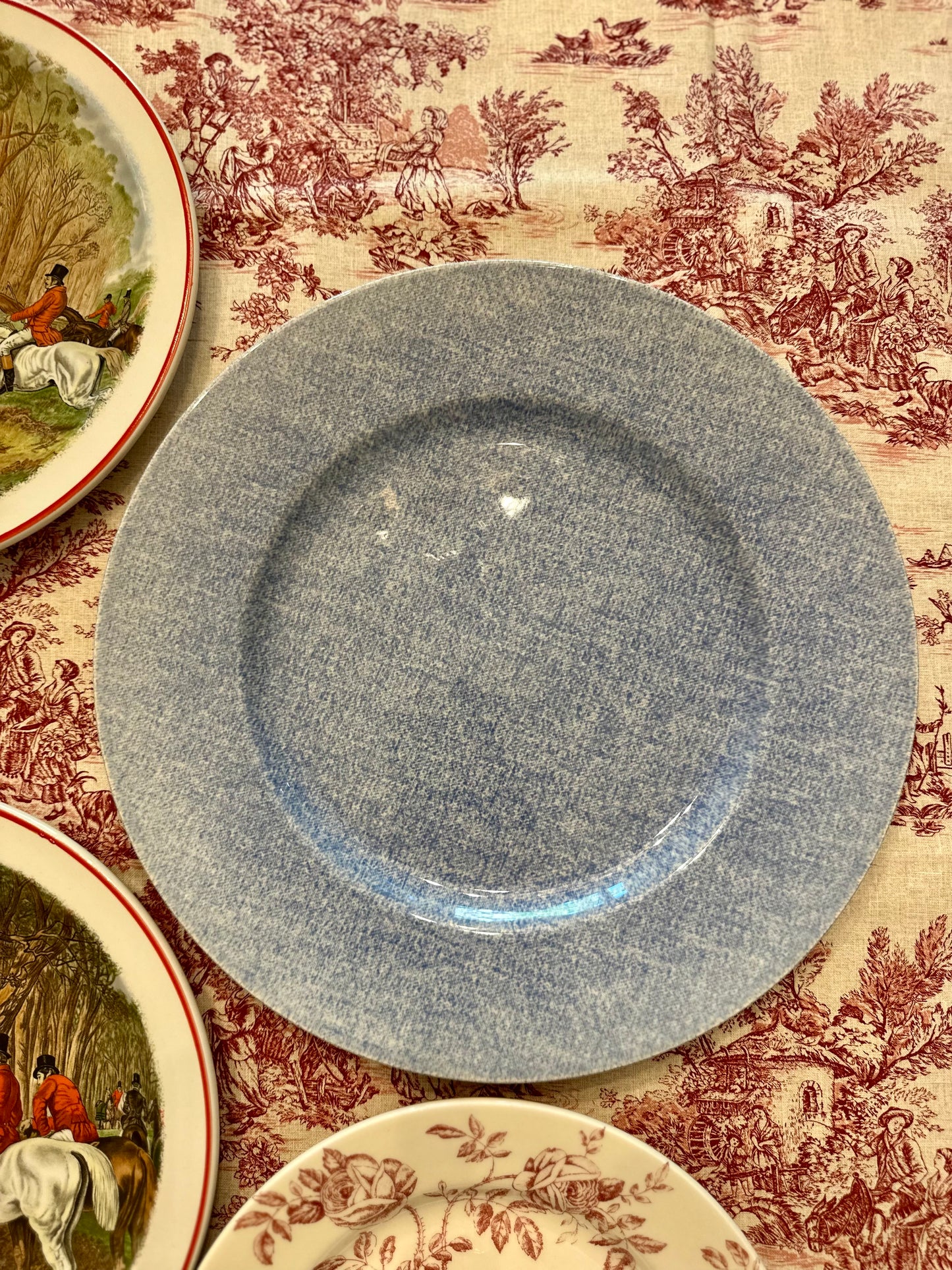 Pair of Denim Light Dinner Plates by Ralph Lauren, Made in England, 11"