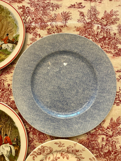 Pair of Denim Light Dinner Plates by Ralph Lauren, Made in England, 11"