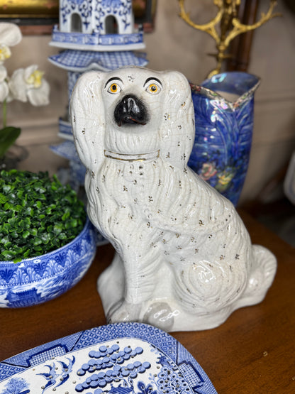 Early 19th Century Staffordshire Spaniel Pair – Overscale Mantel Dogs, 14” & 13.5”