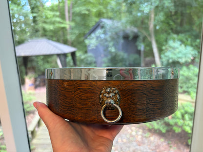 RESERVED - YVONNE - Stunning English oak bowl with shield and lion handles!
