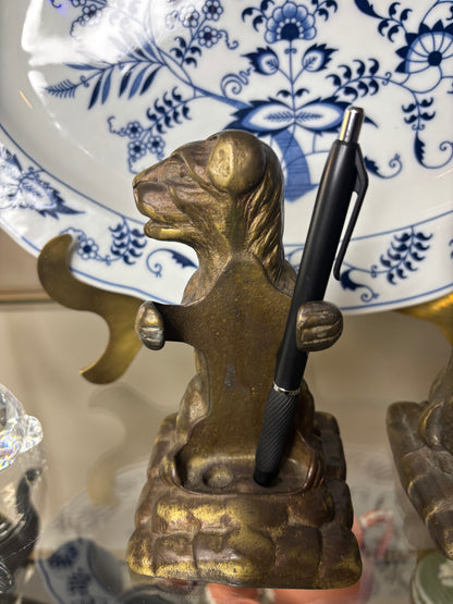 Vintage Levenger bronze dog pen holder! Two available; sold separately!