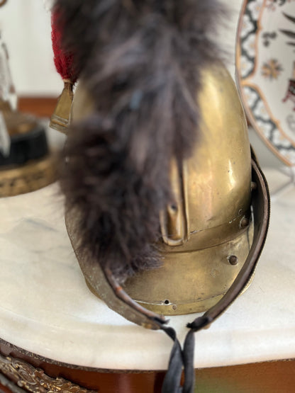 Striking 19th-Century French Sapeurs-Pompiers Ceremonial Helmet — Digny Fire Brigade — Original Horsehair Plume