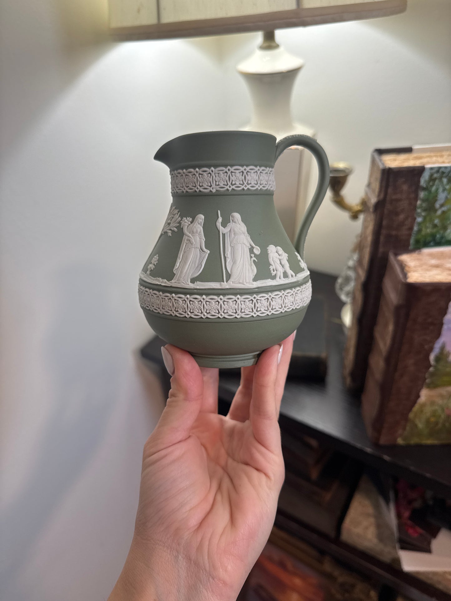 Wedgwood sage green pitcher