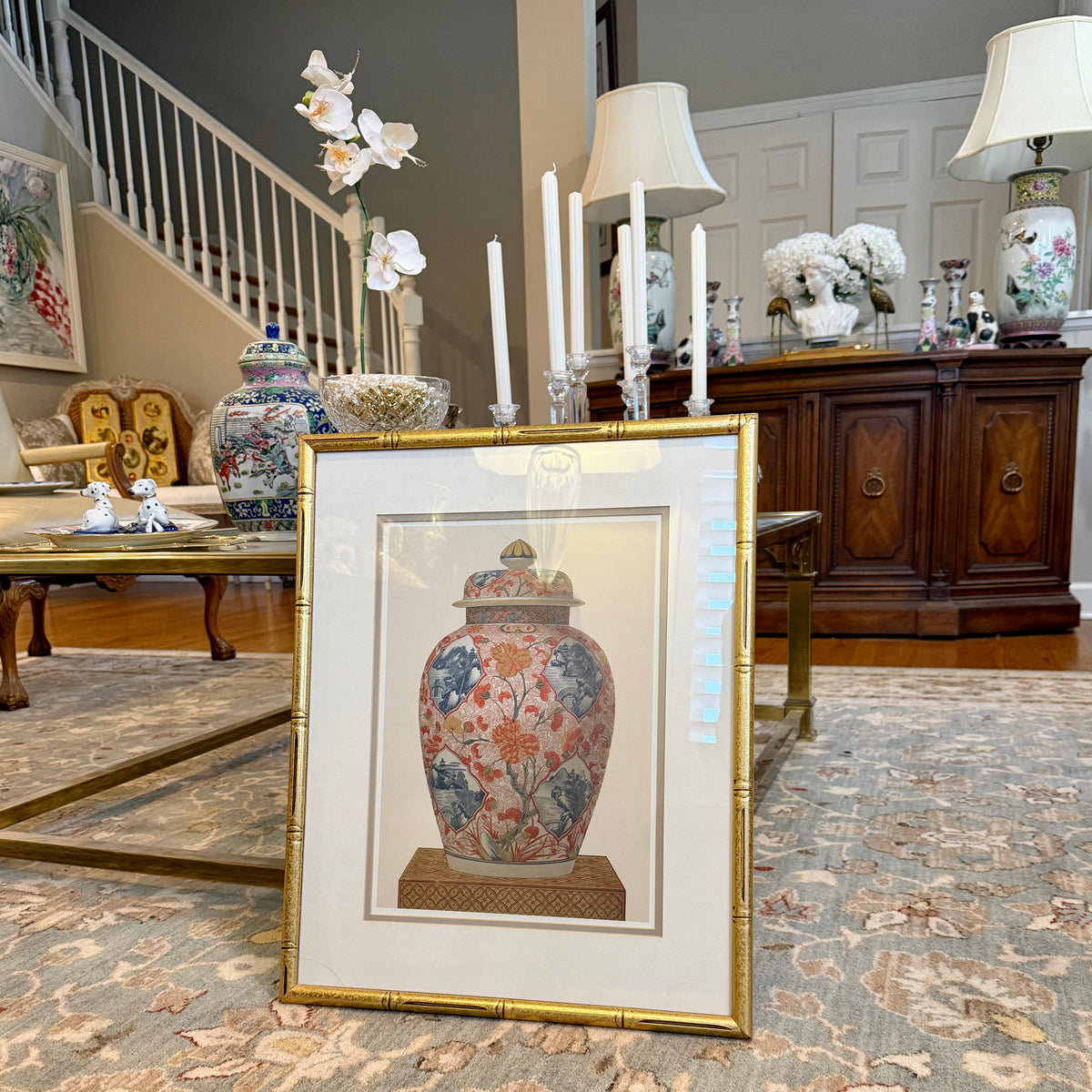 Stunning Chinoiserie imari ginger jar wall art 21 x 17