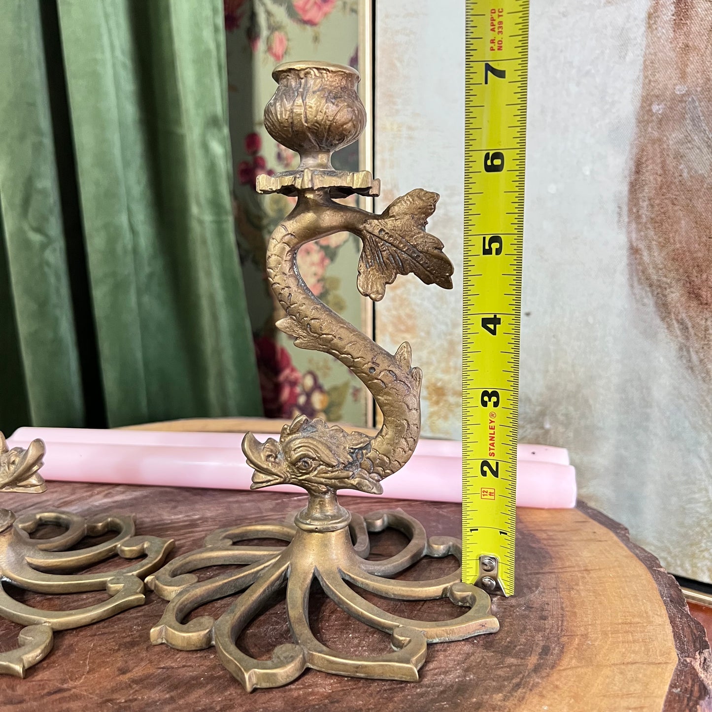 Vintage Solid Brass Koi Fish Candle Holders 7”H