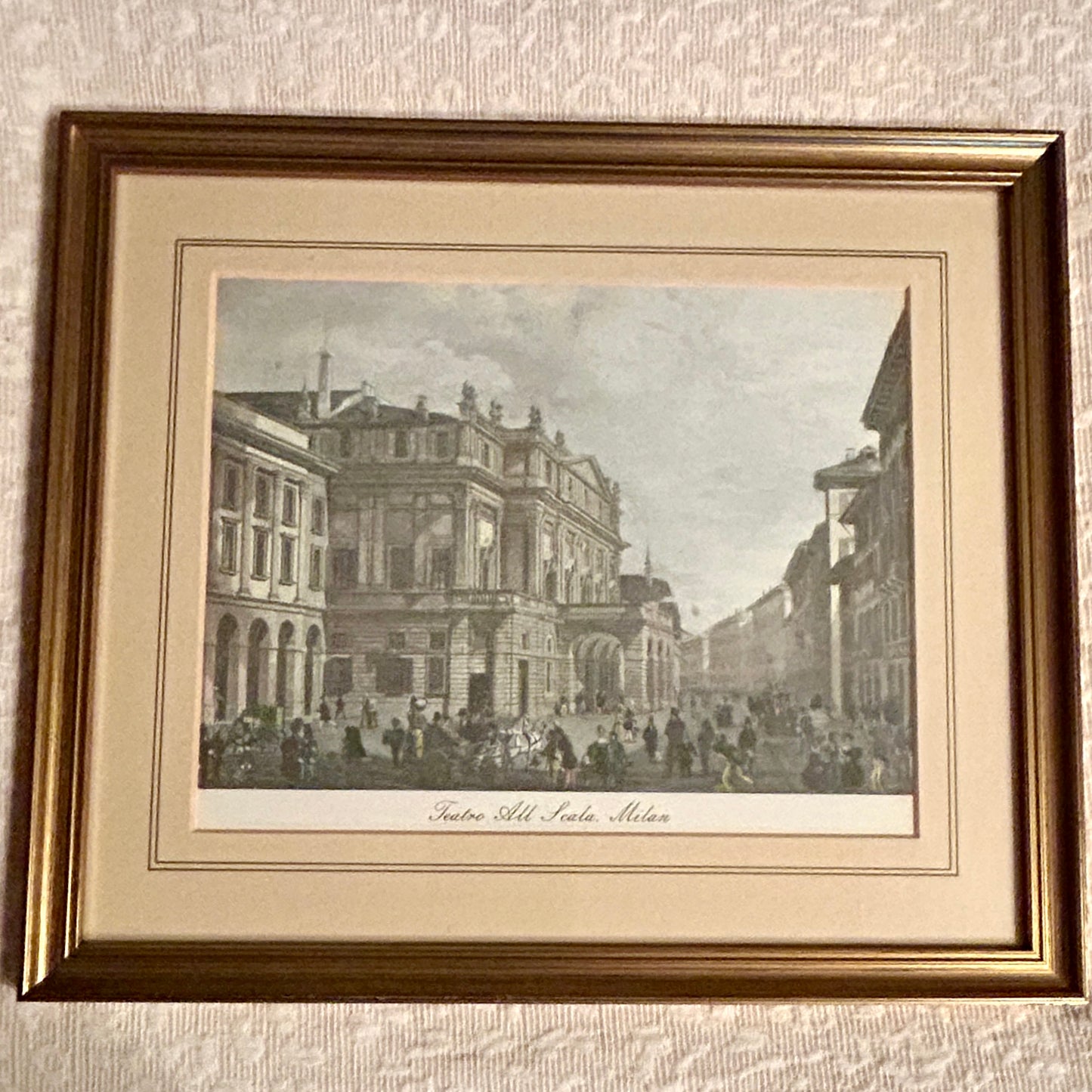 Rare Set of 2 custom color lithograph wall art Metropolitan Museums & Teatro La Scala Milan made in England