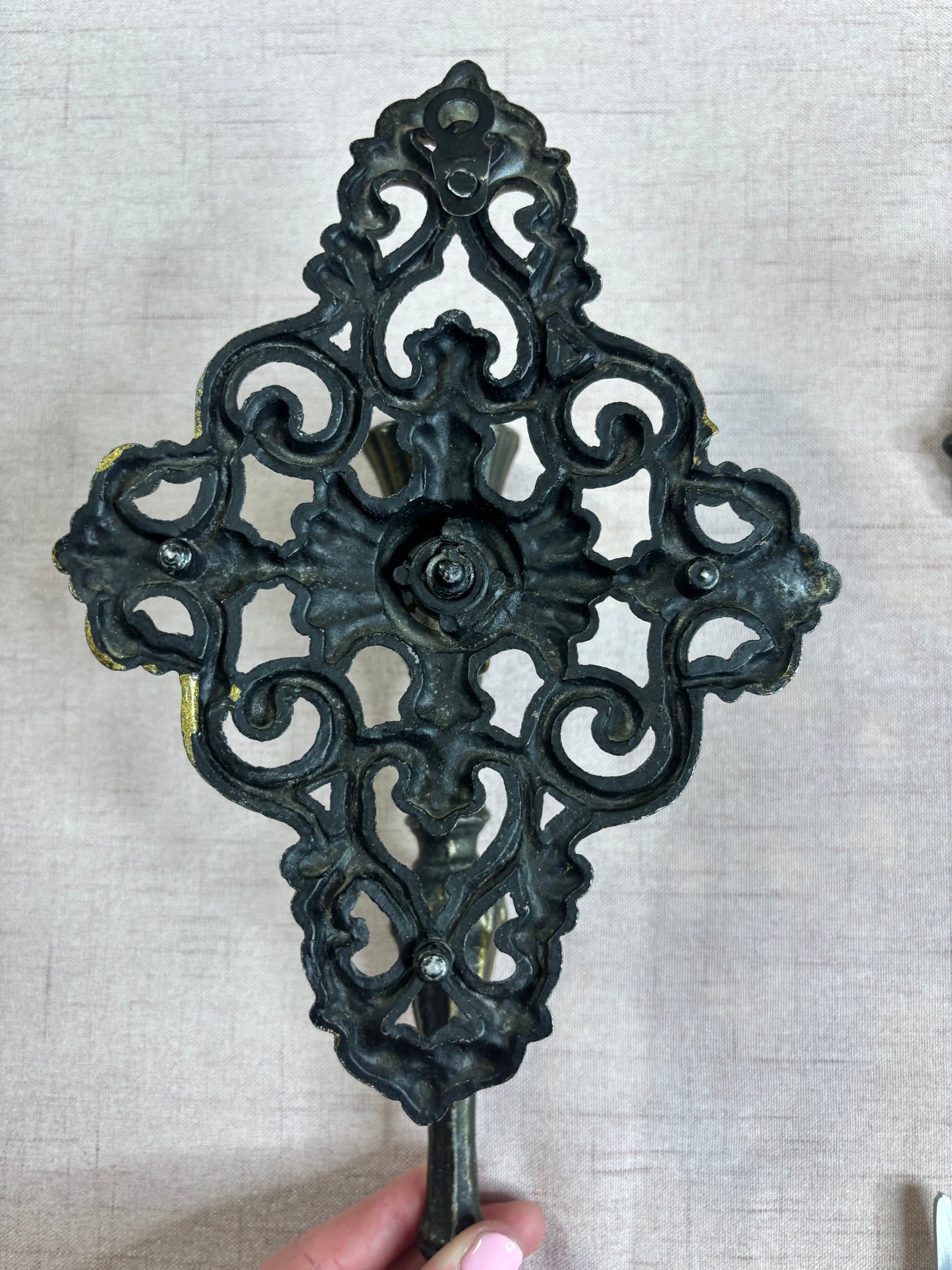 Lovely cast metal wall sconces pair!