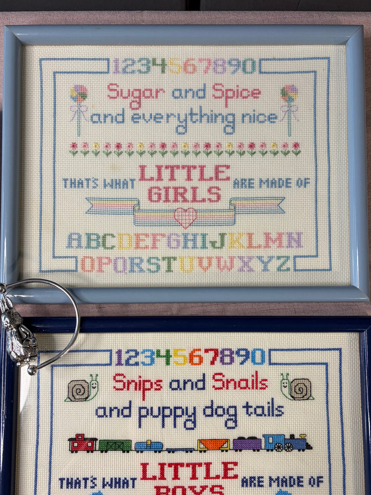 Sweetest framed cross-stitch sampler for little girls!