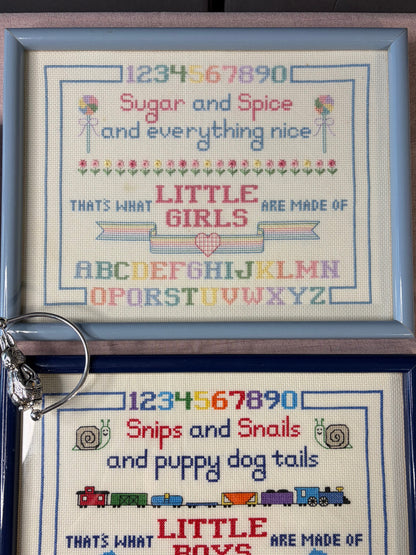 Sweetest framed cross-stitch sampler for little girls!