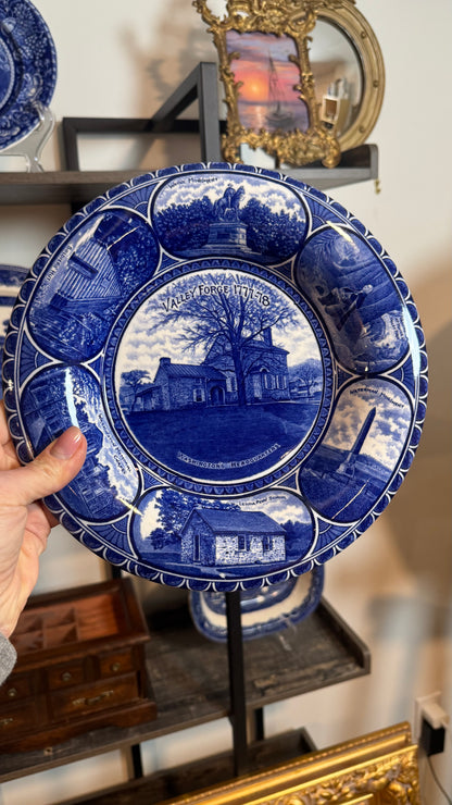 Blue and white vintage historical plate