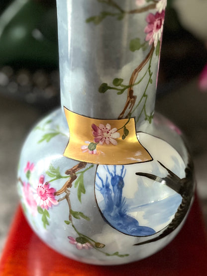 Live 06/29 Stunning Baccarat French Japonisme Opaline Glass Cabinet Vase - Late 1800’s
