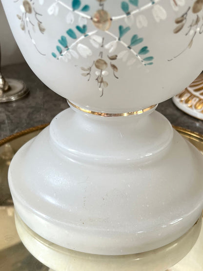 Live 08/11 Tall Antique Hand Painted/Hand Blown (Pontil Visible) Opaque Glass Victorian Vase - 14 1/4”