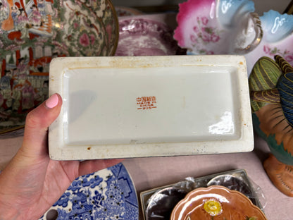 Gorgeous bird and floral porcelain rectangular box!