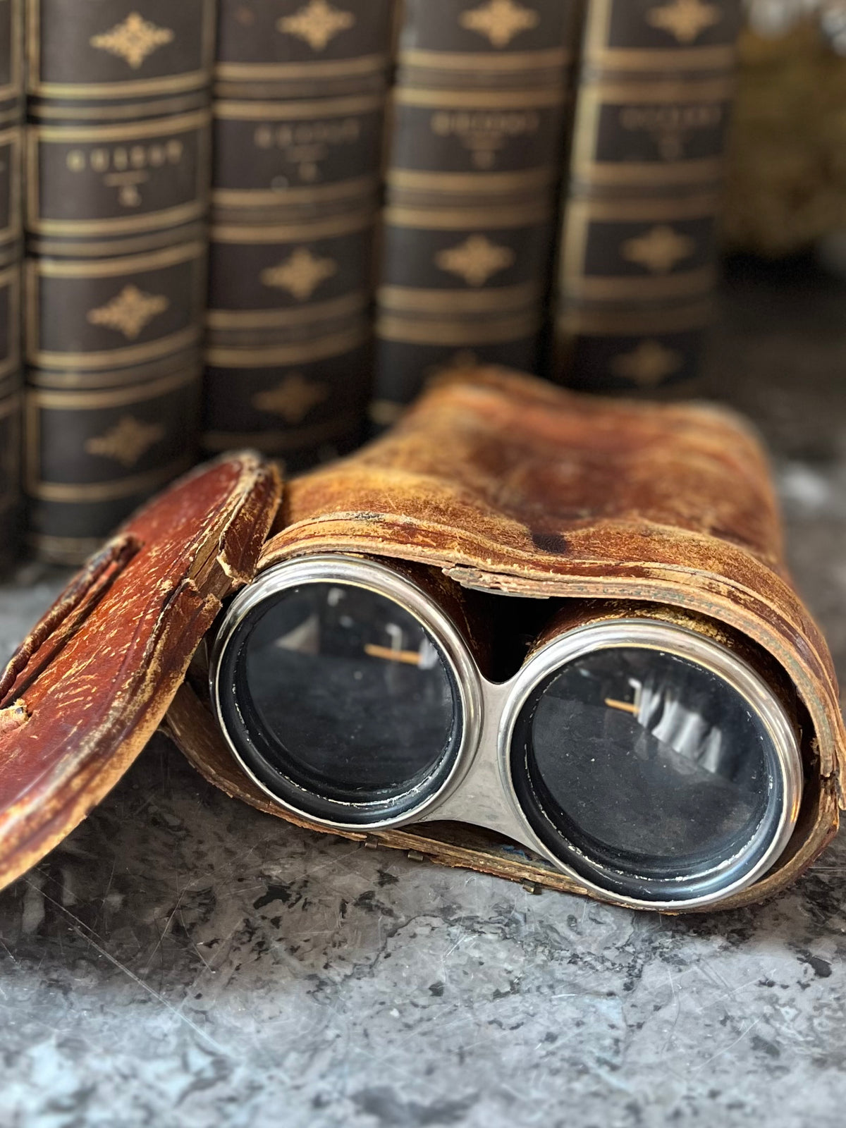 Antique French “Day & Night” Chevalier Paris Binoculars with Original Leather Case