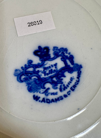 Late 19th Century Victorian Flow Blue Dinner Plate – “Fairy Villas” Pattern – W. Adams & Co., Tunstall, England (c.1891–early 1900s)