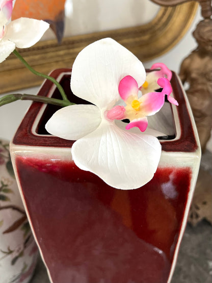 Live 07/21 Monumental Vintage Chinese Oxblood (Sang de Boeuf) Glazed Porcelain Vase on Hardwood Stand, 16”