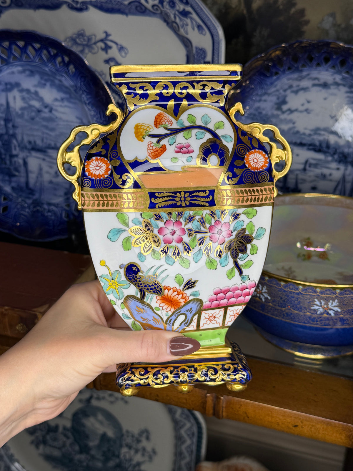Antique 8.5” Tall Spode Copeland Pattern 3801D Imari Porcelain Urn/Vase, c. 1890s