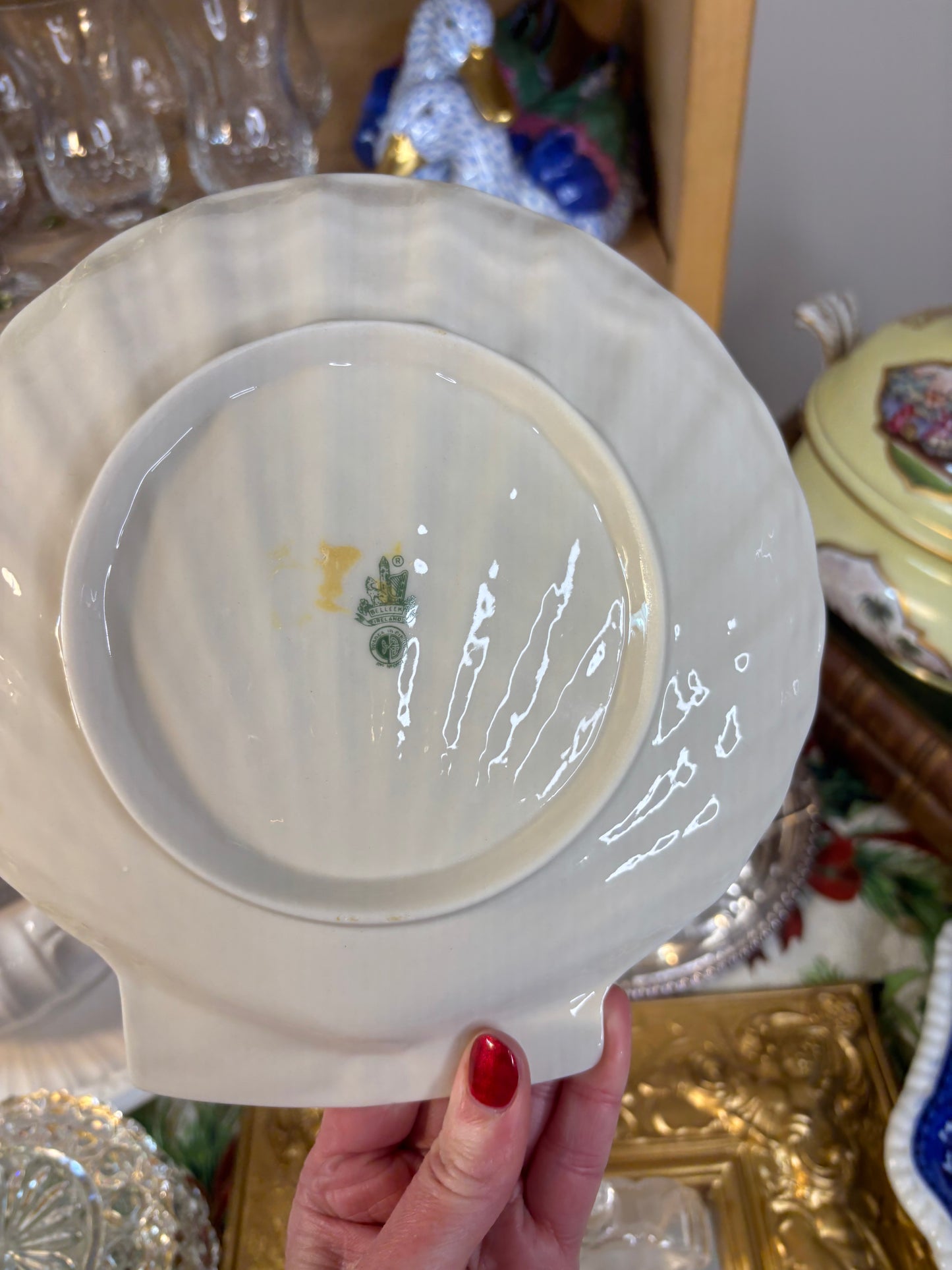 Belleek Irish shell plates set of 3!