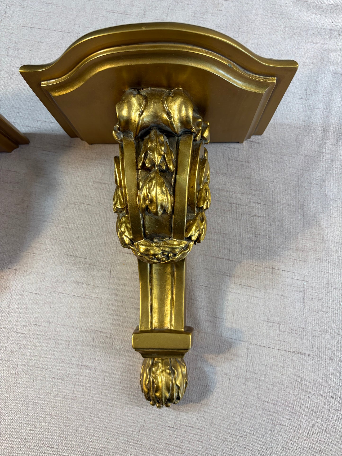 Gorgeous ornate gold sconces pair!
