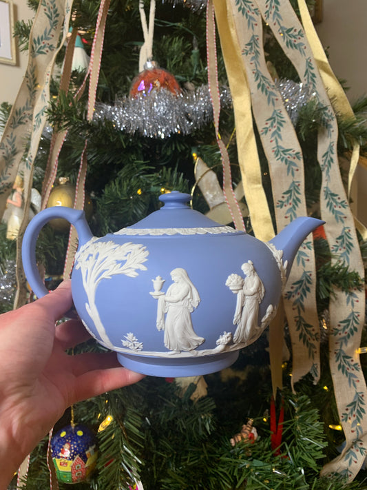 Wedgwood Jasperware Blue and White Teapot - Excellent condition!