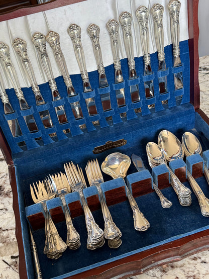 Gorham Unmonogrammed Chantilly Sterling Silver 75-Piece Flatware Set W/ Storage Box