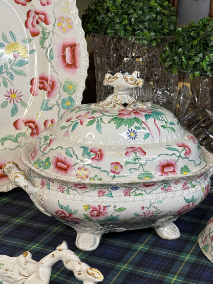 Antique Hicks & Meigh Stone China 6-Piece Tureen & Platter Serving Set | English Staffordshire | Circa 1820