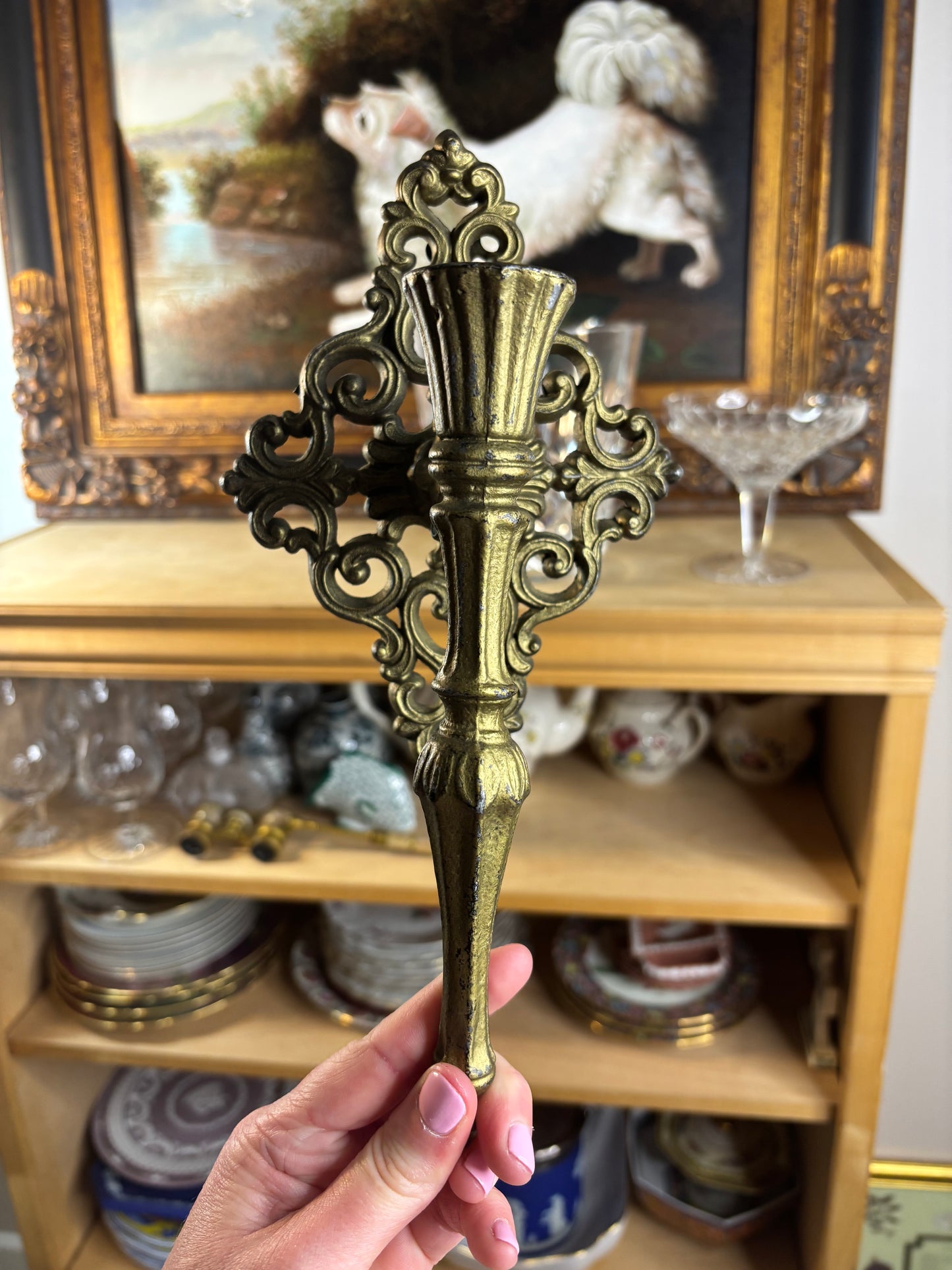 Lovely cast metal wall sconces pair!