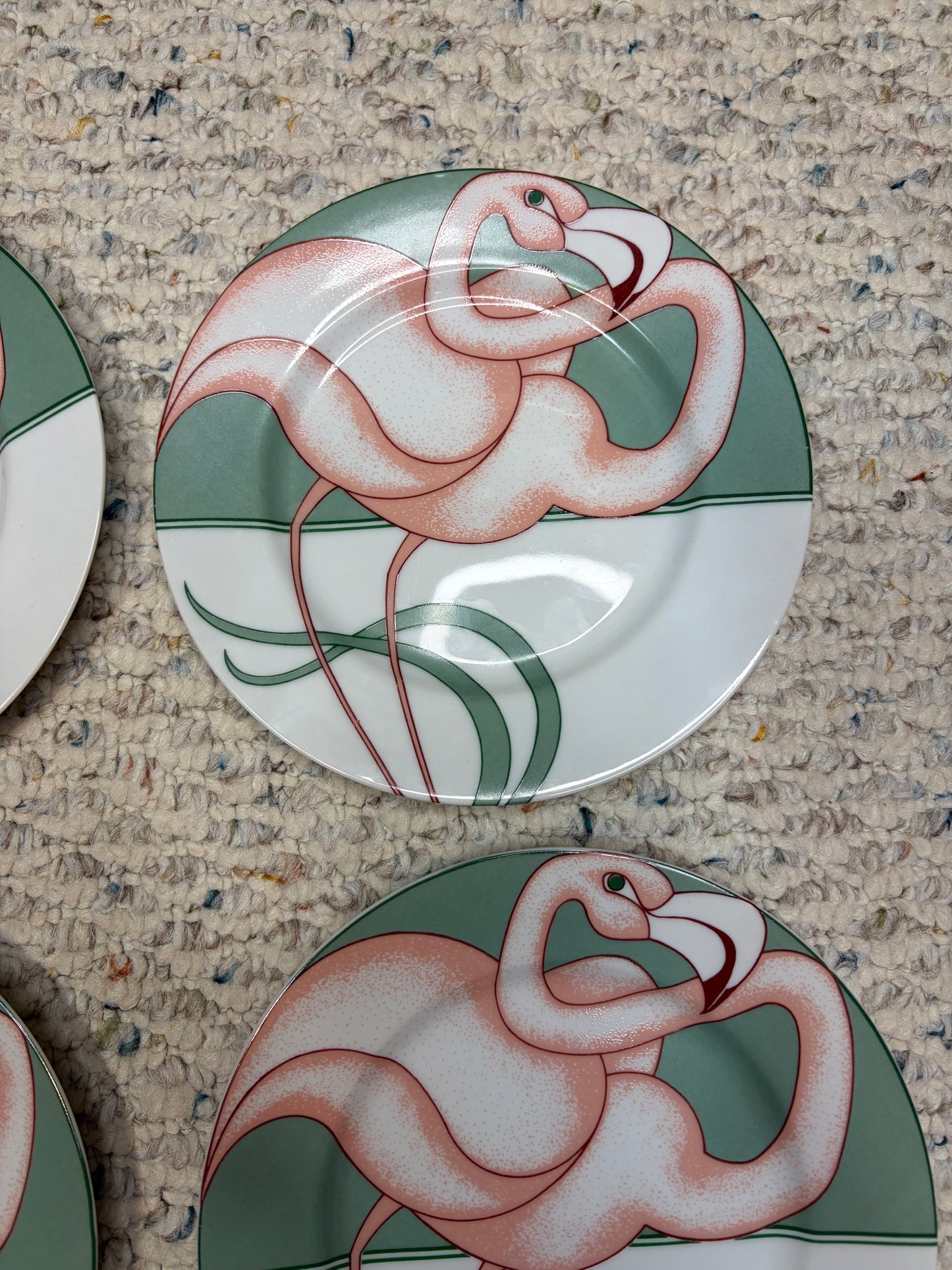 Lovely Fitz and Floyd flamingo plates set of 4!