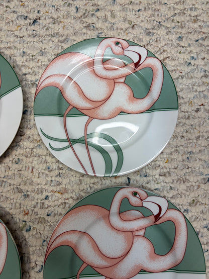Lovely Fitz and Floyd flamingo plates set of 4!