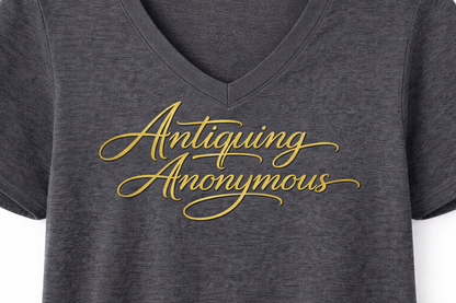 Rare and Worn | Antiquing Anonymous Signature V-neck Relaxed Tee - Dark Grey