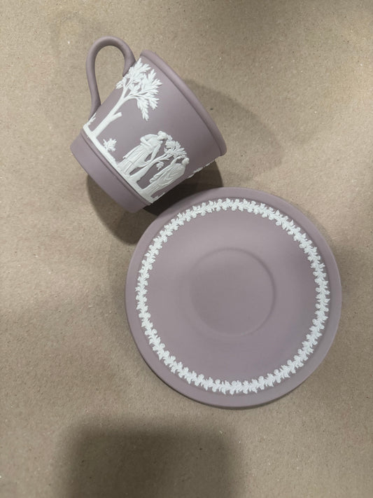 Reserved lilac tea cup and saucer