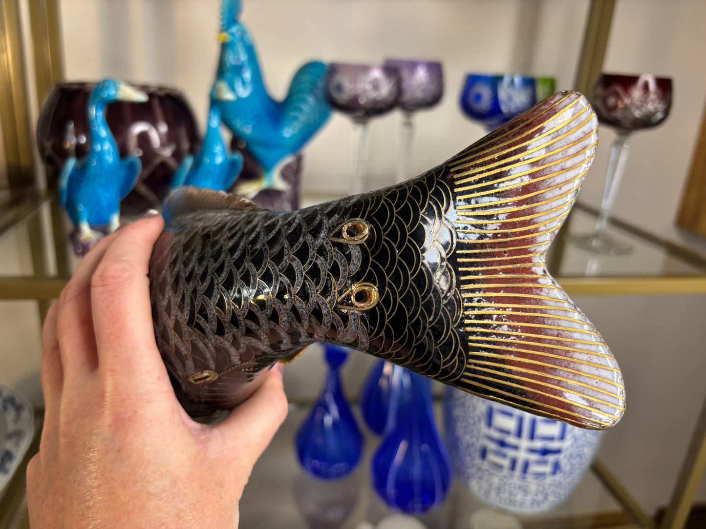 Stunning cloisonné 14” fish!