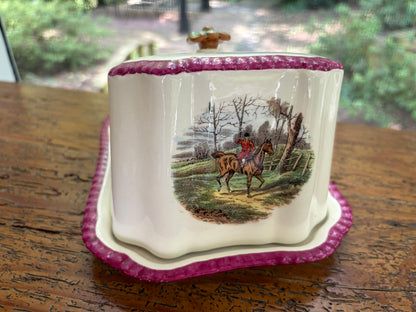Stunning antique Copeland Spode hunting scene cheese dome!