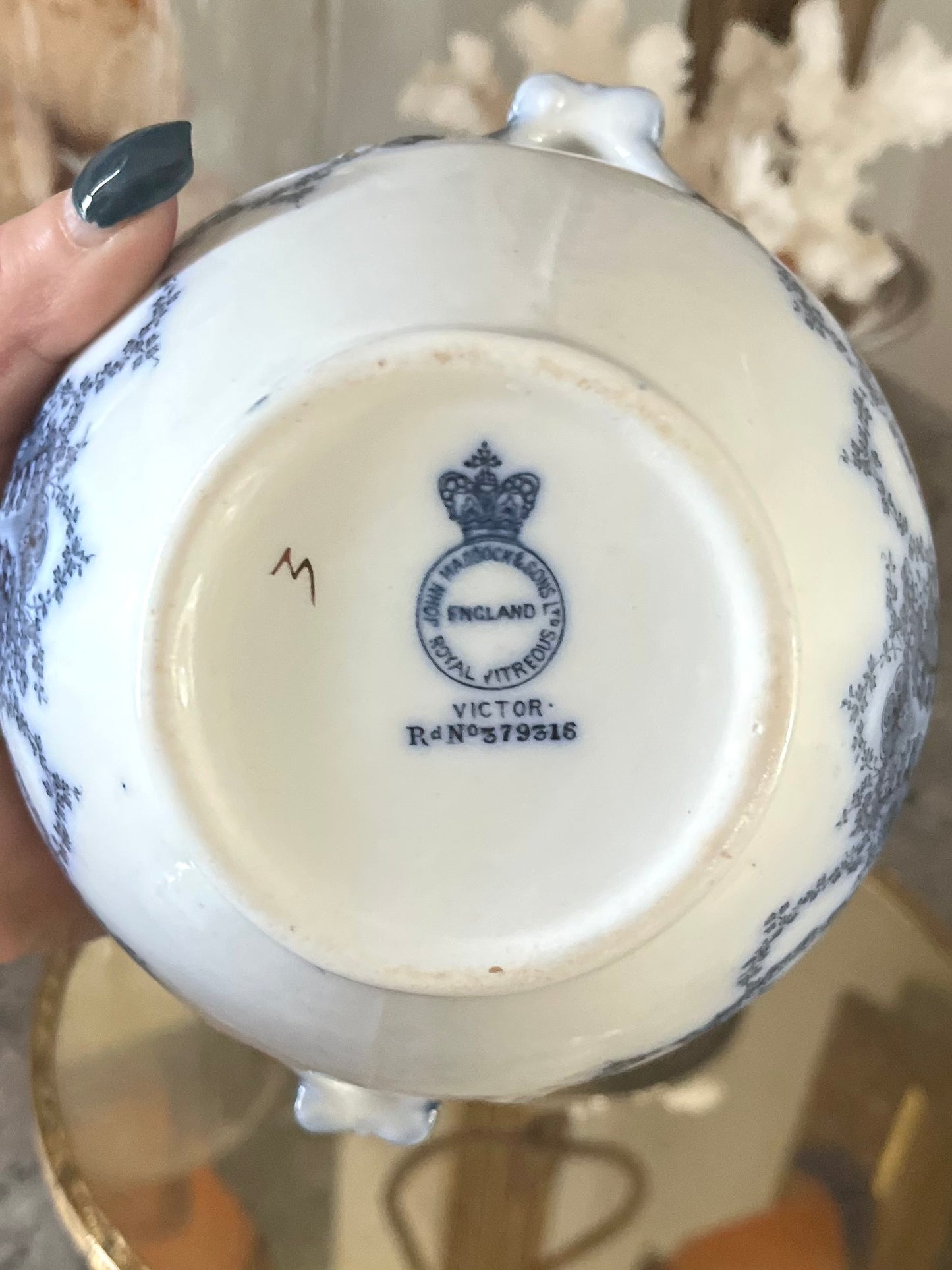 RESERVED - LEXA - Live 08/25 Antique John Maddock & Sons Staffordshire Victor Pattern Royal Vitreous Covered Sugar Bowl c.1901