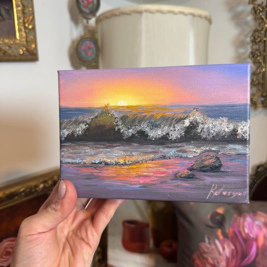 Reserved sunset seascape 5x7x2”