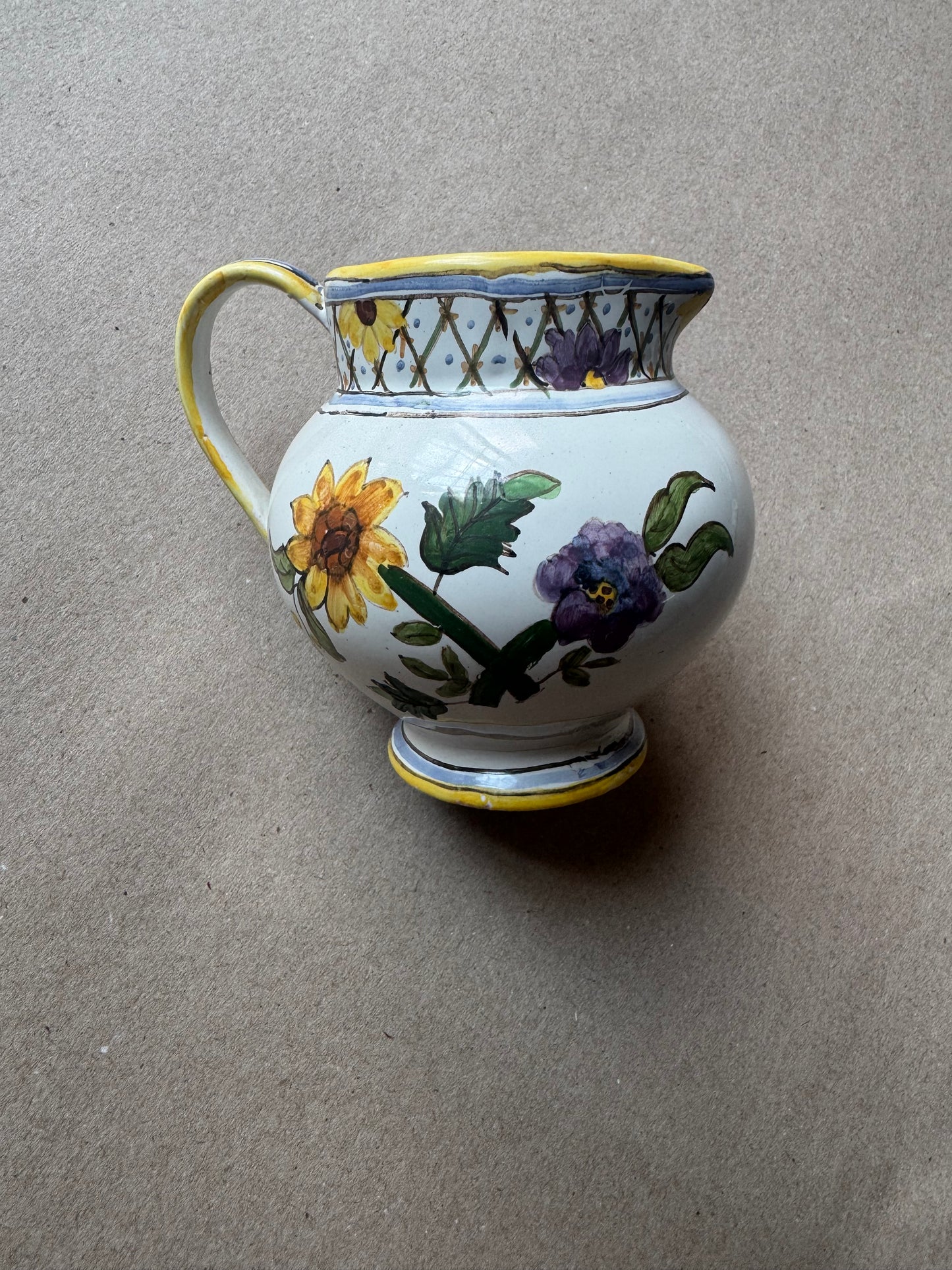 Hand-Painted Portuguese Faience Cream Pitcher