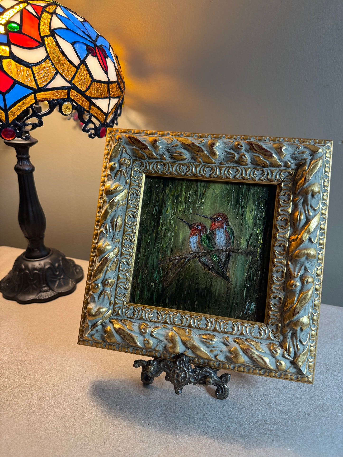 Reserved 07/28  original oil painting hummingbirds