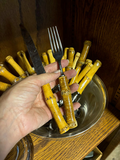 WCCR Charitable Item #165 | Vintage Bamboo Flatware Set | Service for 4 | 42 Pieces