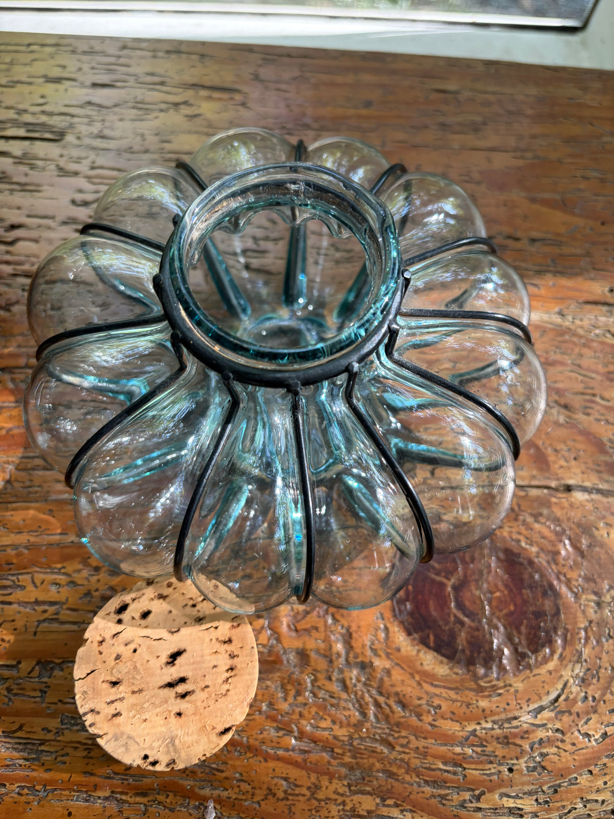Sweetest pumpkin blown glass encased metal pumpkin!