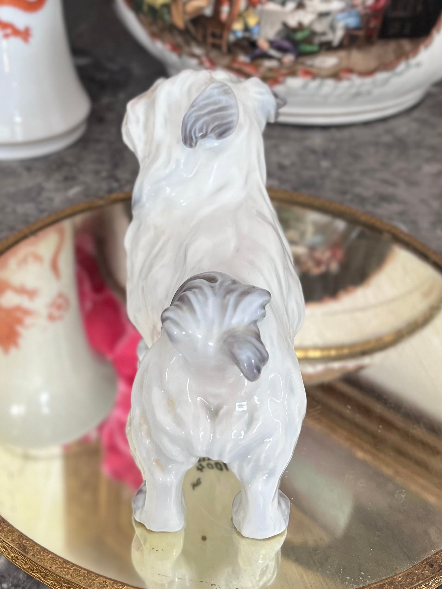 Dahl Jensen Copenhagen Porcelain Companion Dog Figurine – Model 1004, Denmark c. 1940s–50s